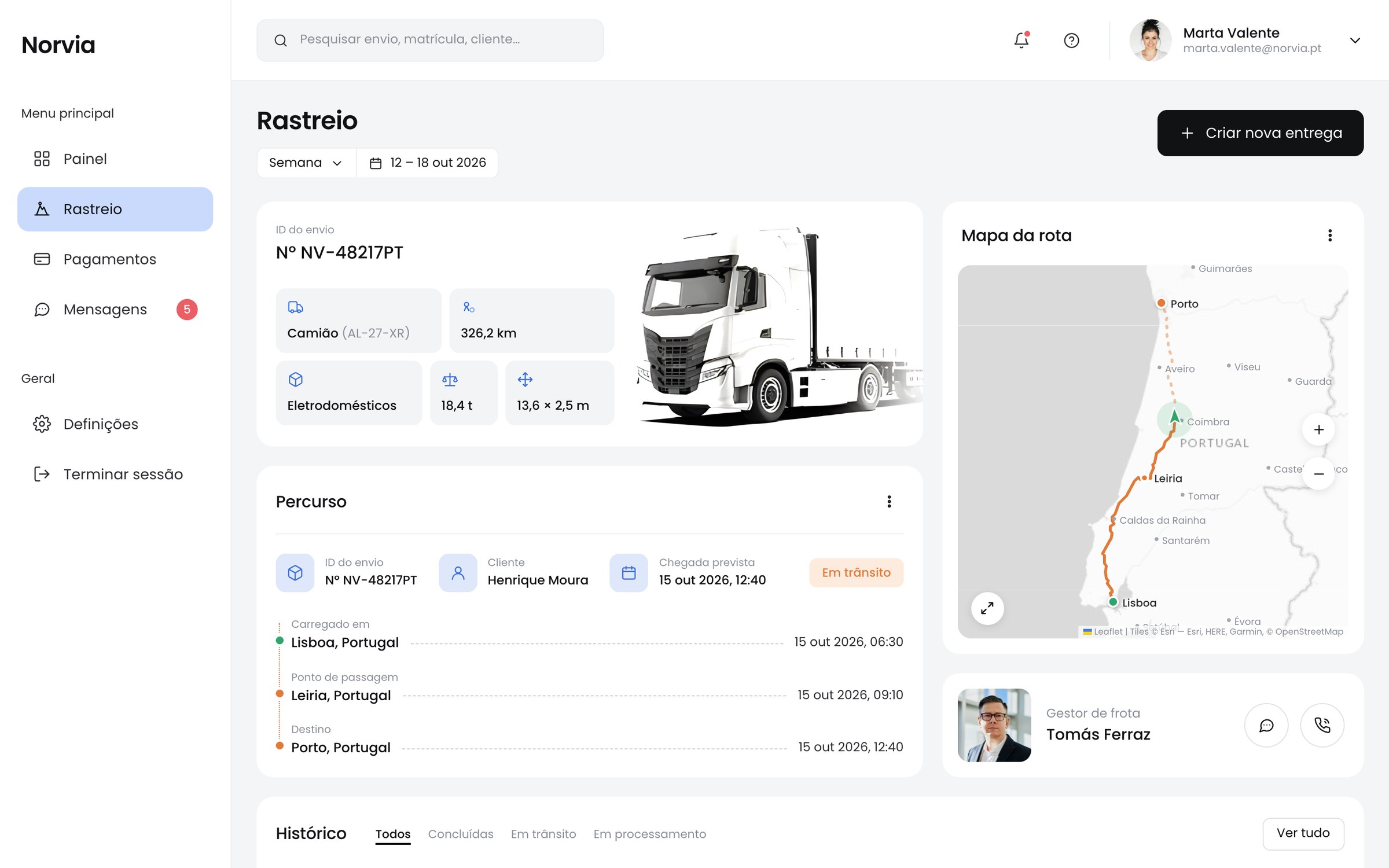 Platform — delivery tracking platform for a haulage company